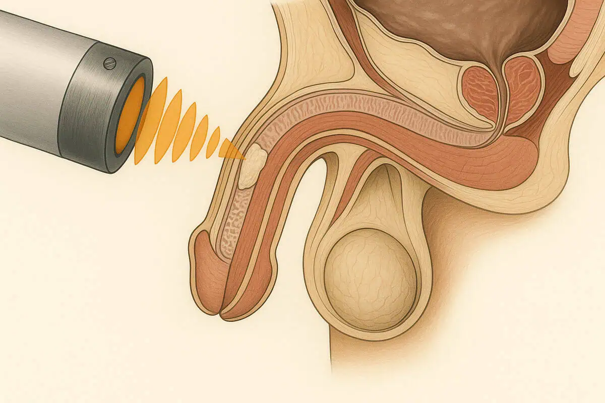 Técnica de tratamento de prótese peniana durante cirurgia urológica.